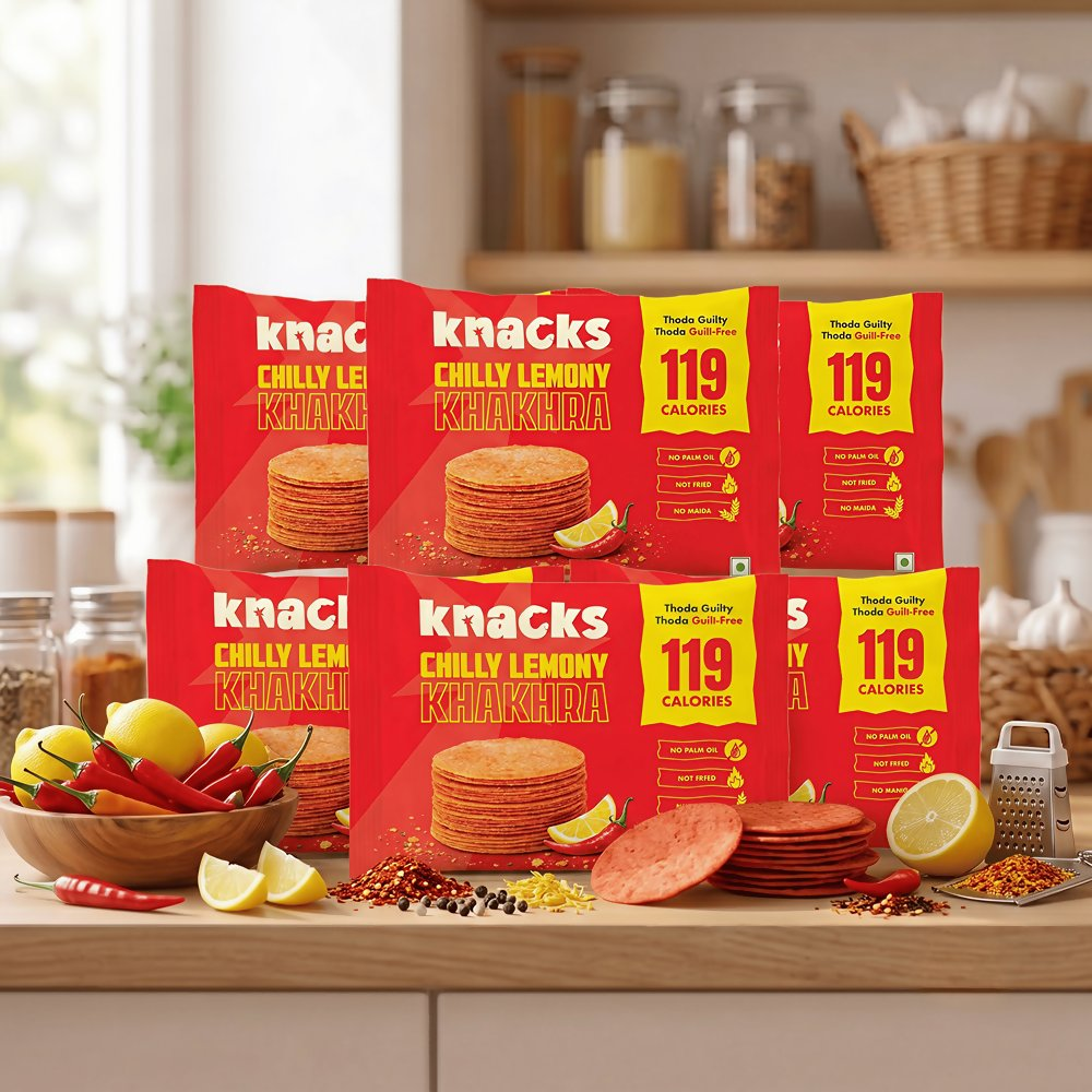 Knacks Coin Khakhra Crisps - Chilly Lemony Flavour | Grocsy