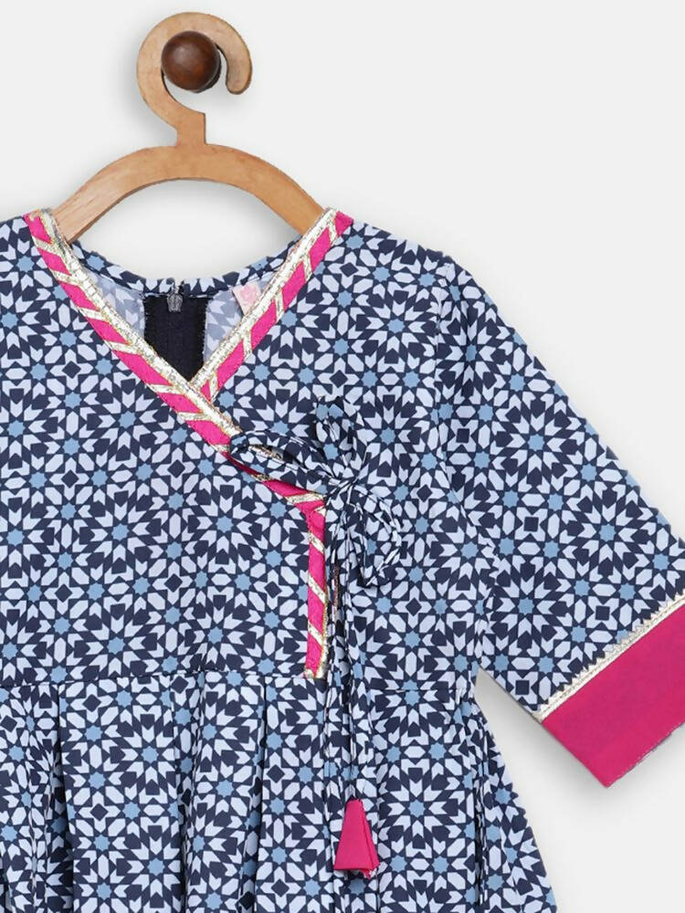Ahalyaa Multi Crepe Printed Kids Kurta Sharara Set With Dupatta For Girls | Grocsy