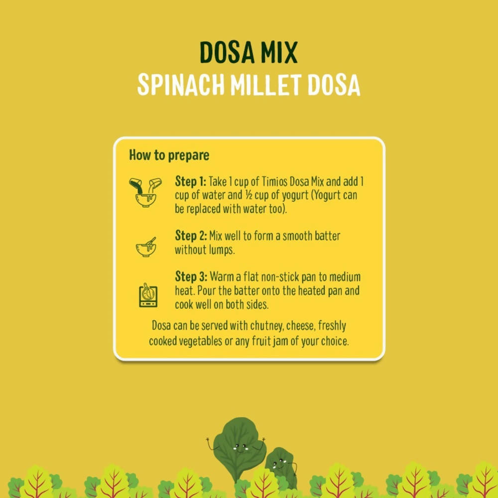 Timios Organic Millet Spinach Dosa Mix | Grocsy