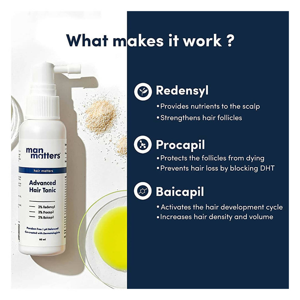 Man Matters Advanced Hair Tonic With Redensyl, Procapil And Baicapil, Reduces Hair Fall | Grocsy