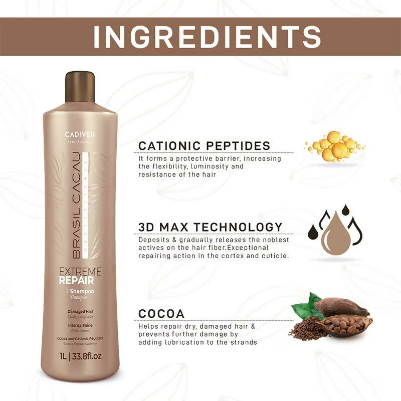 Cadiveu Brasil Cacau Extreme Repair Shampoo | Grocsy