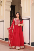 Joban Fashion Red Georgette Sequence Embroidery Work Kurta Set | Grocsy
