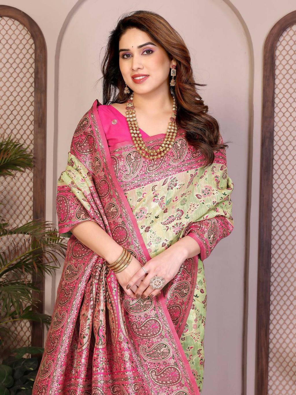 Teeya Creation New Latest Trendy Wedding Wear Pashmina Silk Saree-Yellow | Grocsy