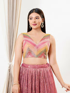 Joban Fashion Rust Tissue Padded Blouse With V Neck Sleeveless | Grocsy