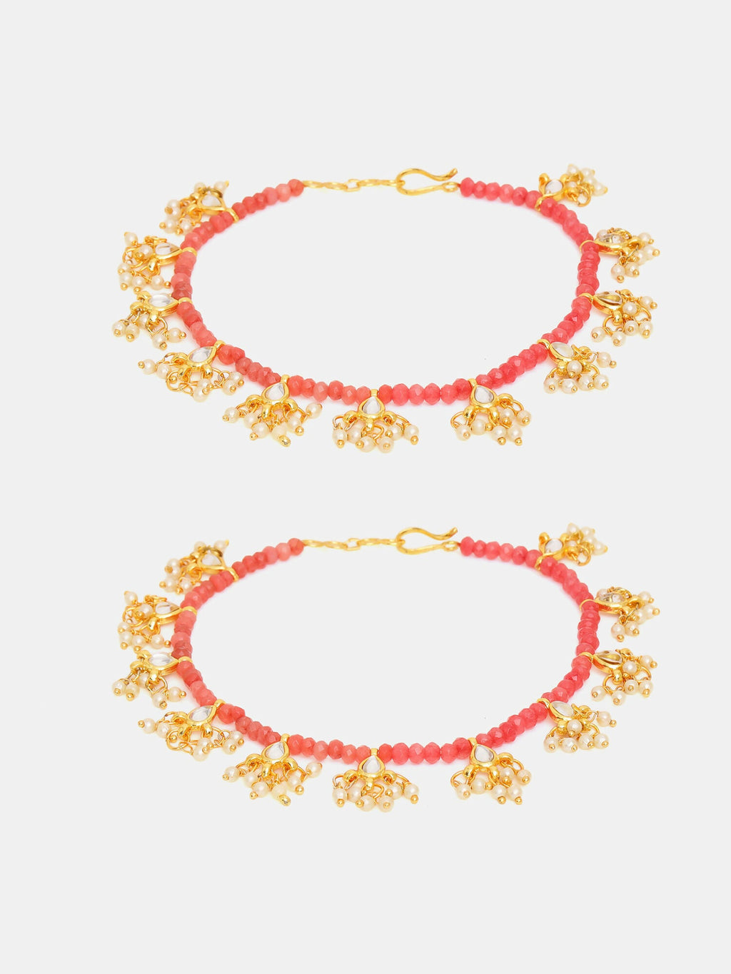 Ruby Raang 22k Gold Polished Stone Anklets | Grocsy