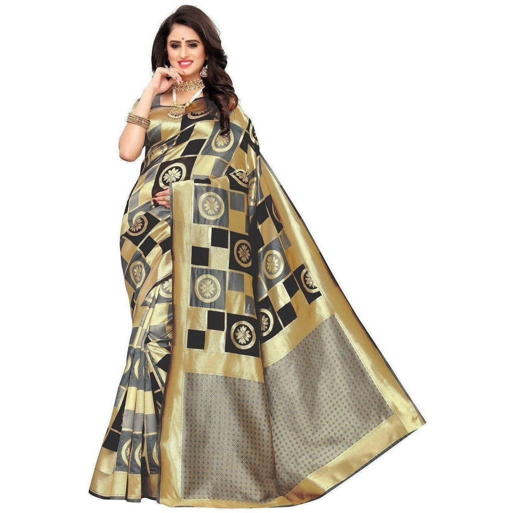 Vamika Banarasi Jaquard Grey Weaving Saree (Banarasi 24) | Grocsy