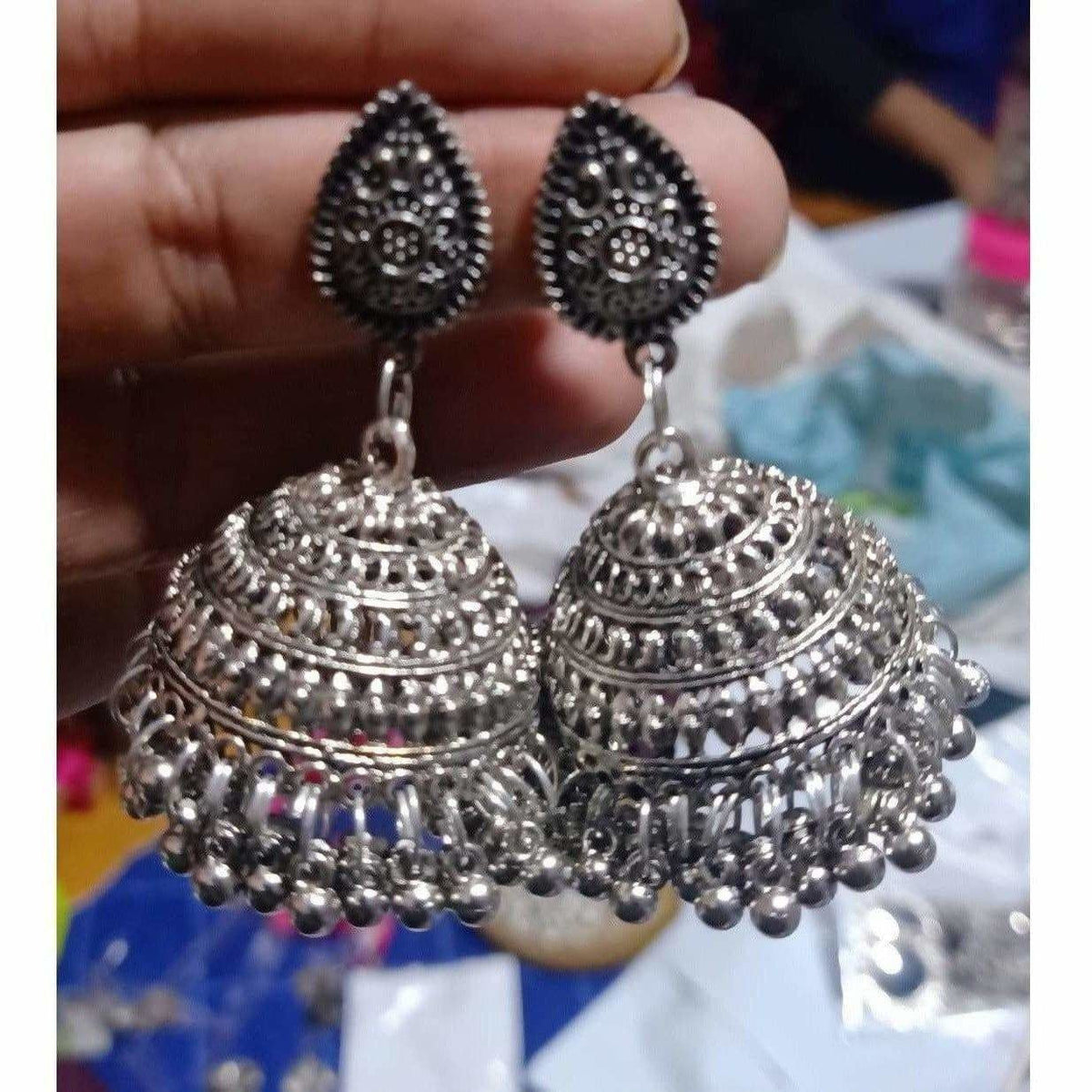 MS Fashion India Silver Jhumka Earrings For Women | Grocsy