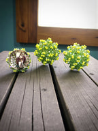 Inhanns Rangmani Crystal Duo – Adjustable Ring + Statement Earrings Set - Neon Green | Grocsy