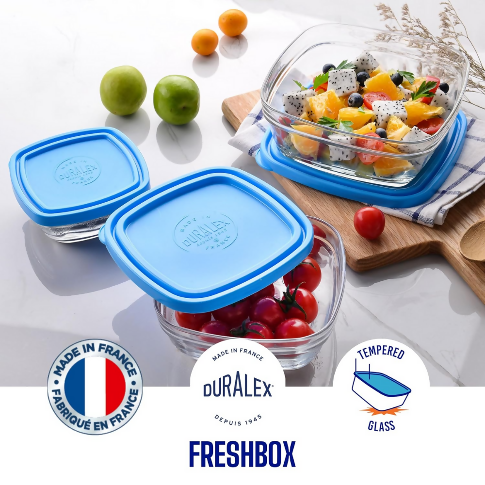 Duralex FreshBox Set of 6 Tempered Glass Container | Grocsy