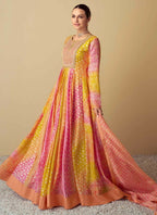 Vastranavya Pink Muslin Printed Sequins Beads Work Abaya Style Anarkali Suit | Grocsy