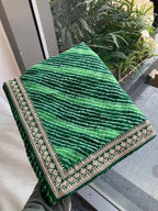 Teeya Creation New Trendy Leheriya Bandhani Georgette Saree For Daily Wear -Green | Grocsy