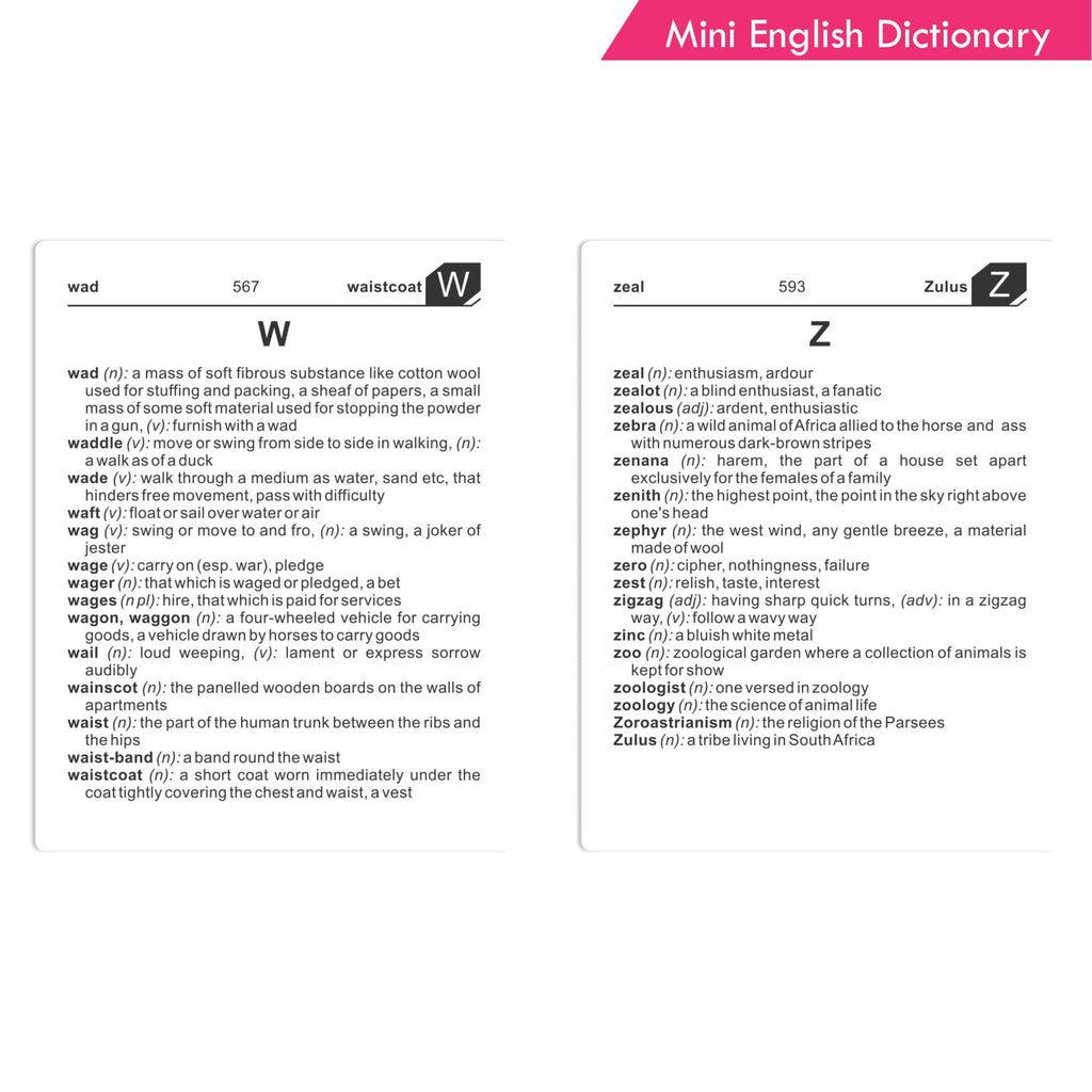 Mini English Dictionary, Pocket Dictionary Age 12+ Years | Grocsy
