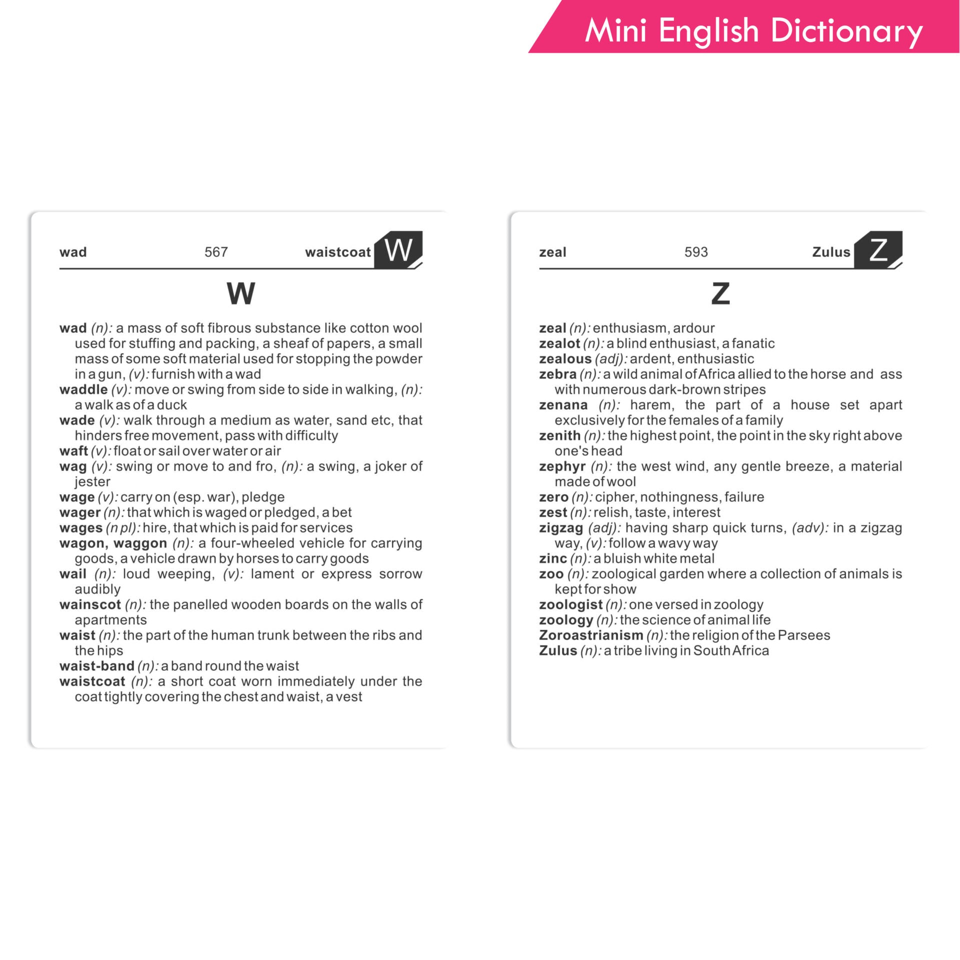 Mini English Dictionary, Pocket Dictionary Age 12+ Years | Grocsy