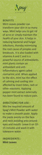 Spag Herbals Premium Mint Leaf Powder | Grocsy