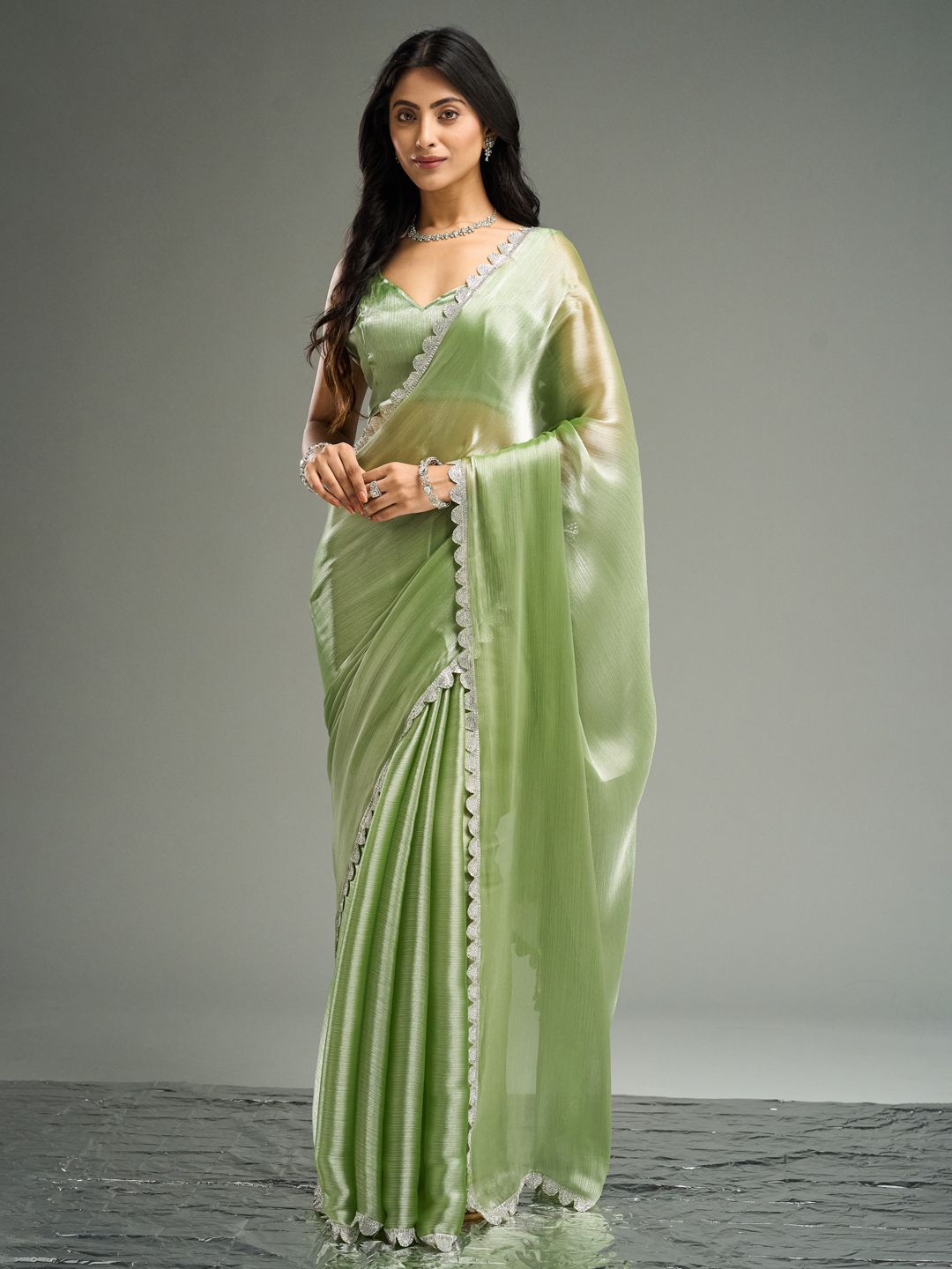 kasee Embellished Silk Blend Saree | Grocsy