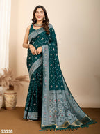 Rama Soft Silk Woven Meenakari Designer Saree - Vedanti | Grocsy