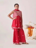 Joban Fashion Girl's Magenta Pink Color Sharara Set | Grocsy
