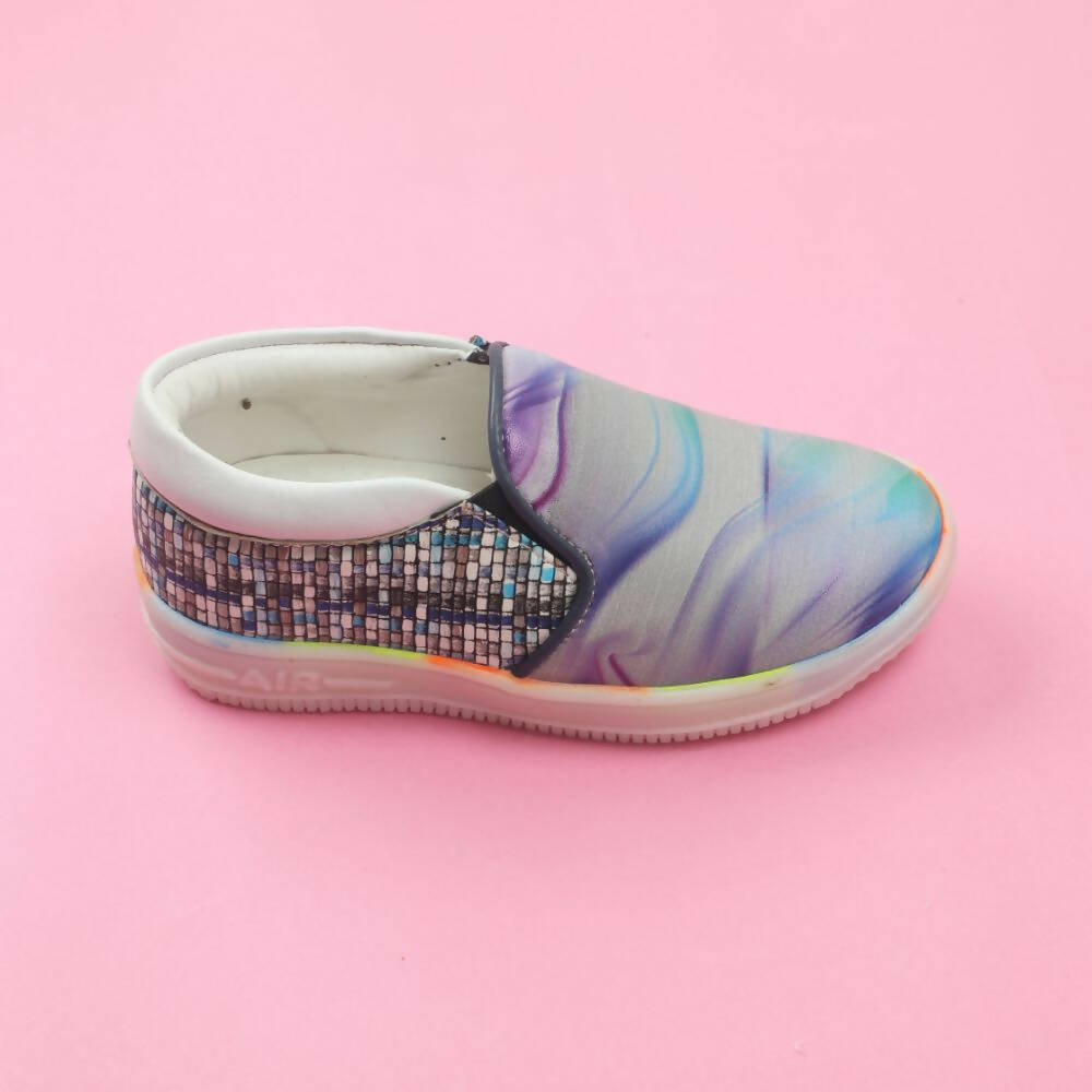 Tiny Bugs Unisex Sea Printed Slip Ons Sneakers - Grey | Grocsy