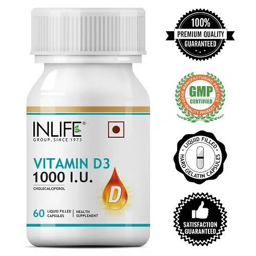Inlife Vitamin D3 1000 IU Capsules | Grocsy
