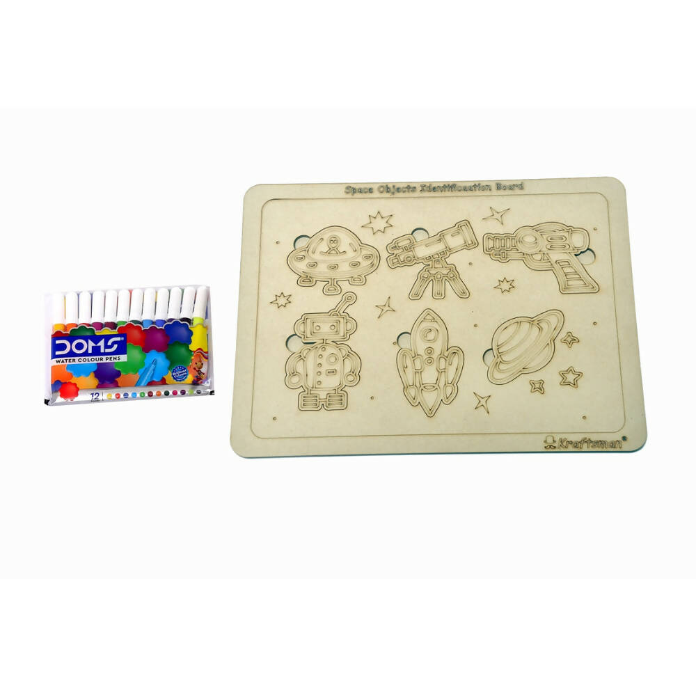 Kraftsman Space Objects Identification Puzzle Board With Color Kit Included | Grocsy