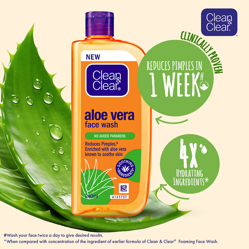 Clean & Clear Aloe Vera Face Wash - Gentle Hydrating Cleanser for Oily Skin | Grocsy
