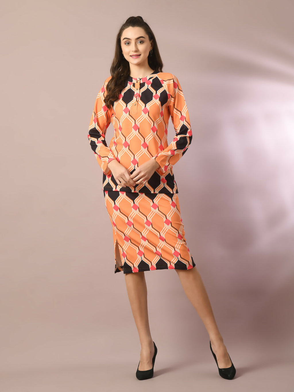 Myshka Women's Multi Printed Knee Length Party Embellished Skirts | Grocsy