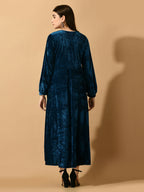 Myshka Women's Blue Fit and Flare Party Dress | Grocsy