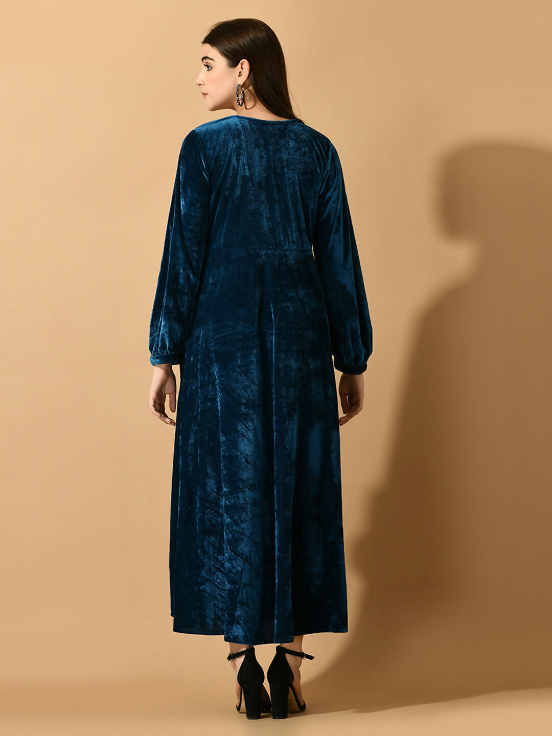 Myshka Women's Blue Fit and Flare Party Dress | Grocsy