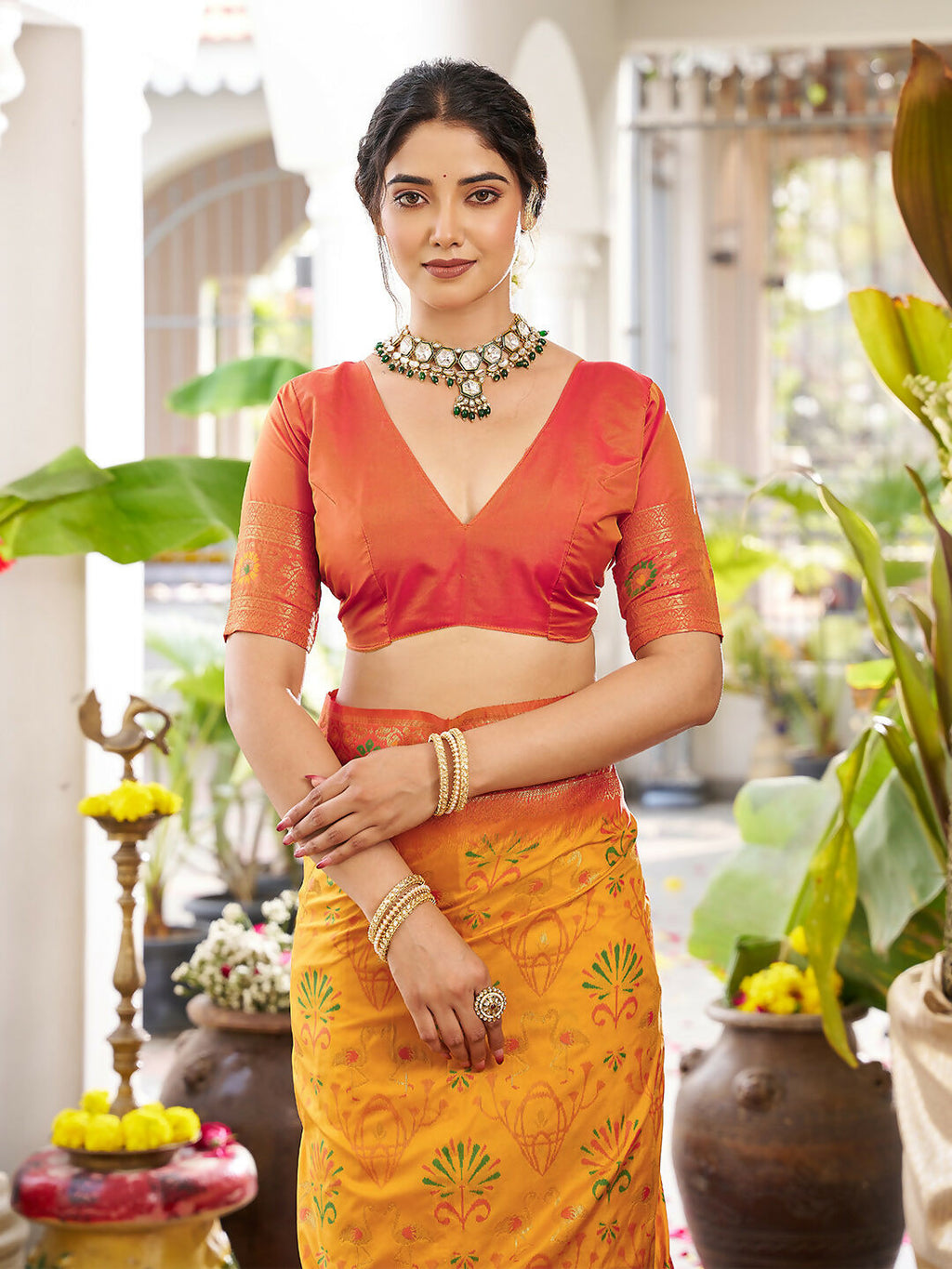 Shree Shyam Fashion Yellow Soft Silk Saree | Grocsy