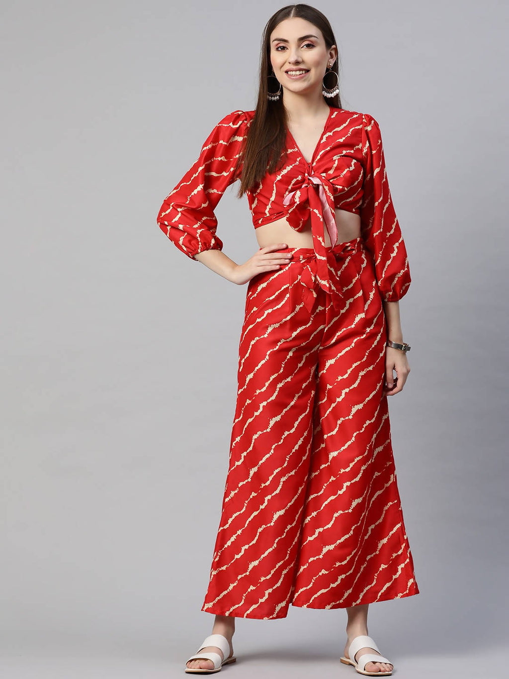 Myshka Women Red Printed Full Sleeve V Neck Dress | Grocsy