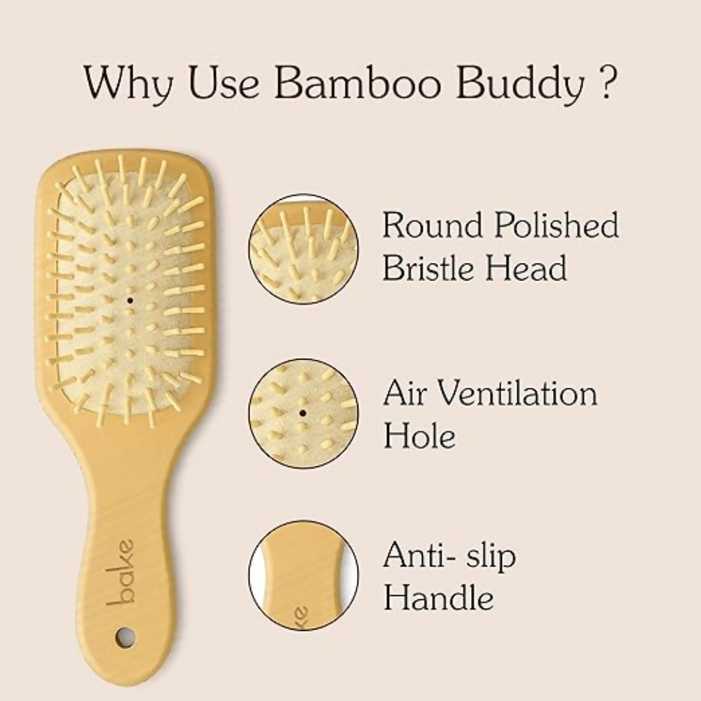 Bake Bamboo Buddy Wooden Hair Brush For Promotes Hair Growth | Grocsy