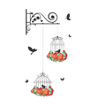 Decals Design 'Hanging Birds Cage with Flowers' Wall Sticker (PVC Vinyl, 50 cm x 70 cm) | Grocsy