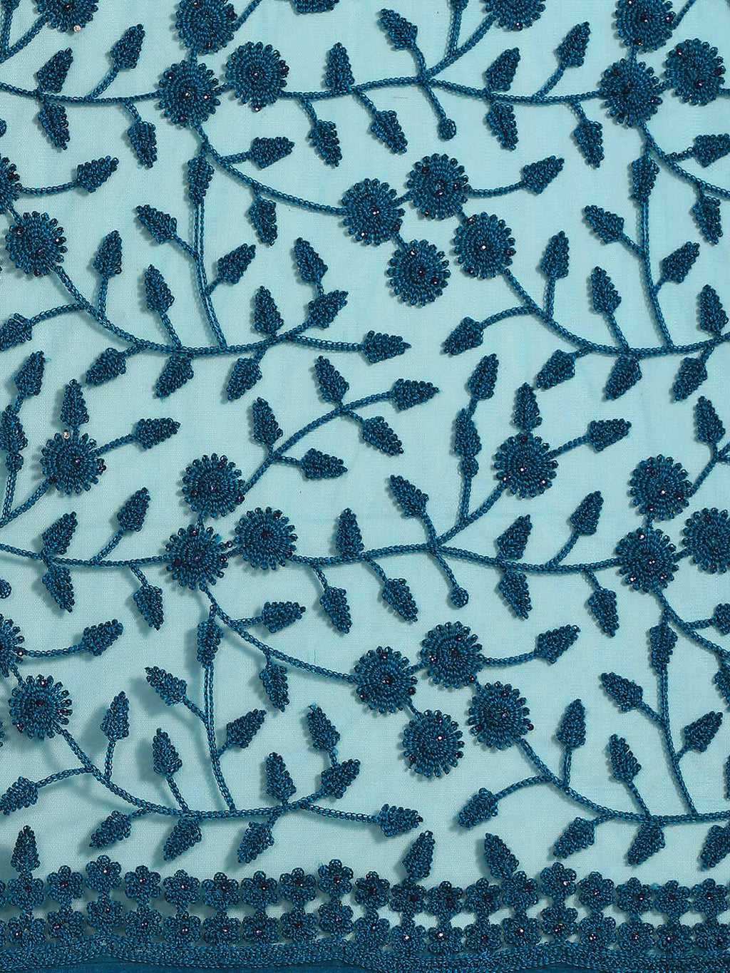 Blue Woven Design Net Saree with Blouse Piece - Kalamkari | Grocsy