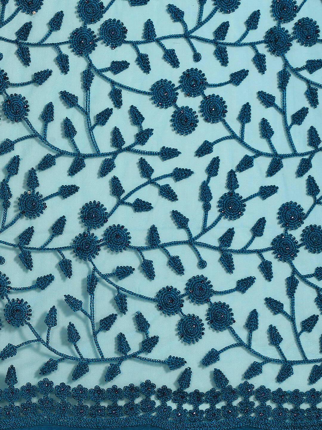 Blue Woven Design Net Saree with Blouse Piece - Kalamkari | Grocsy