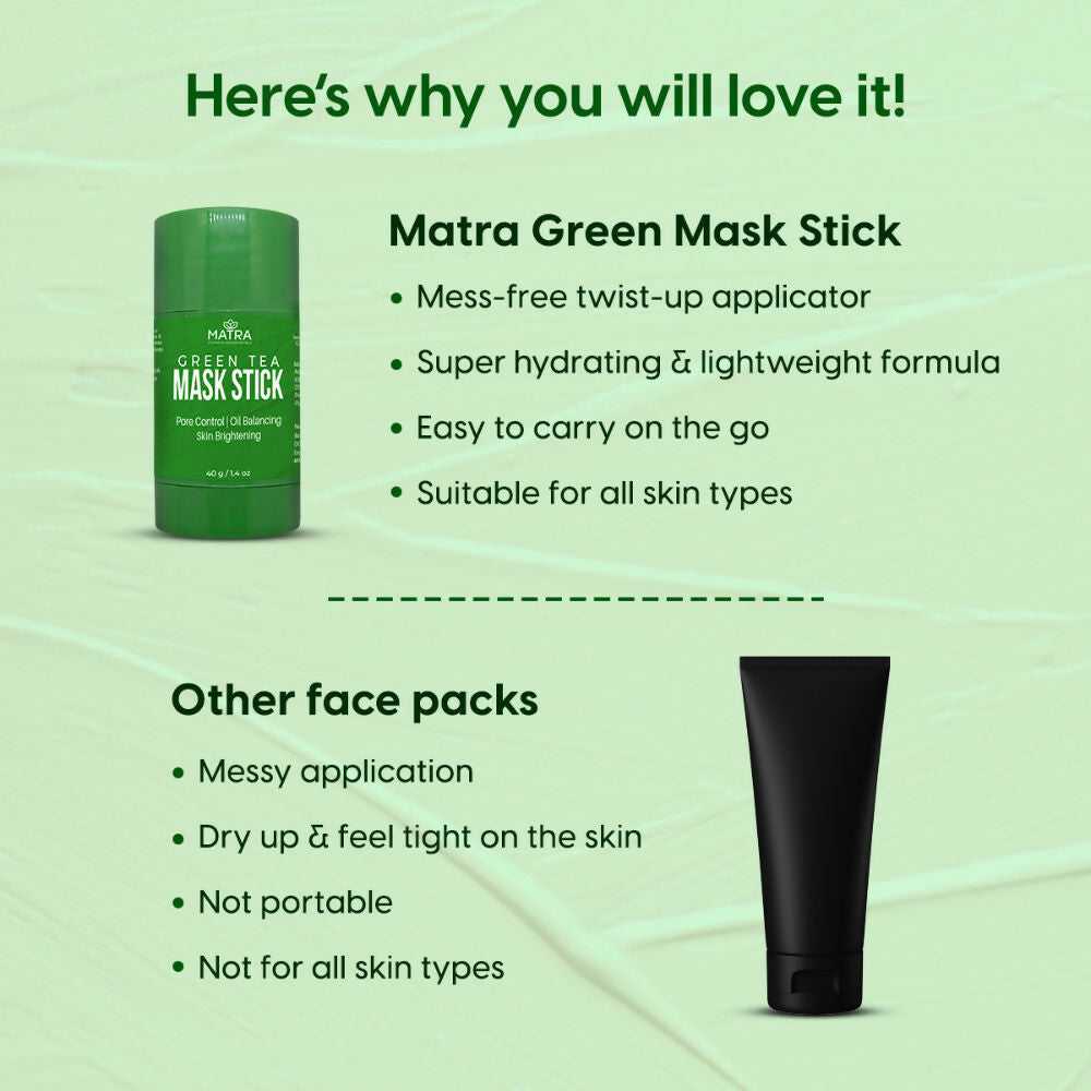 Matra Green Tea Mask Stick For Pore Control, Oil Balancing & Skin Brightening | Grocsy