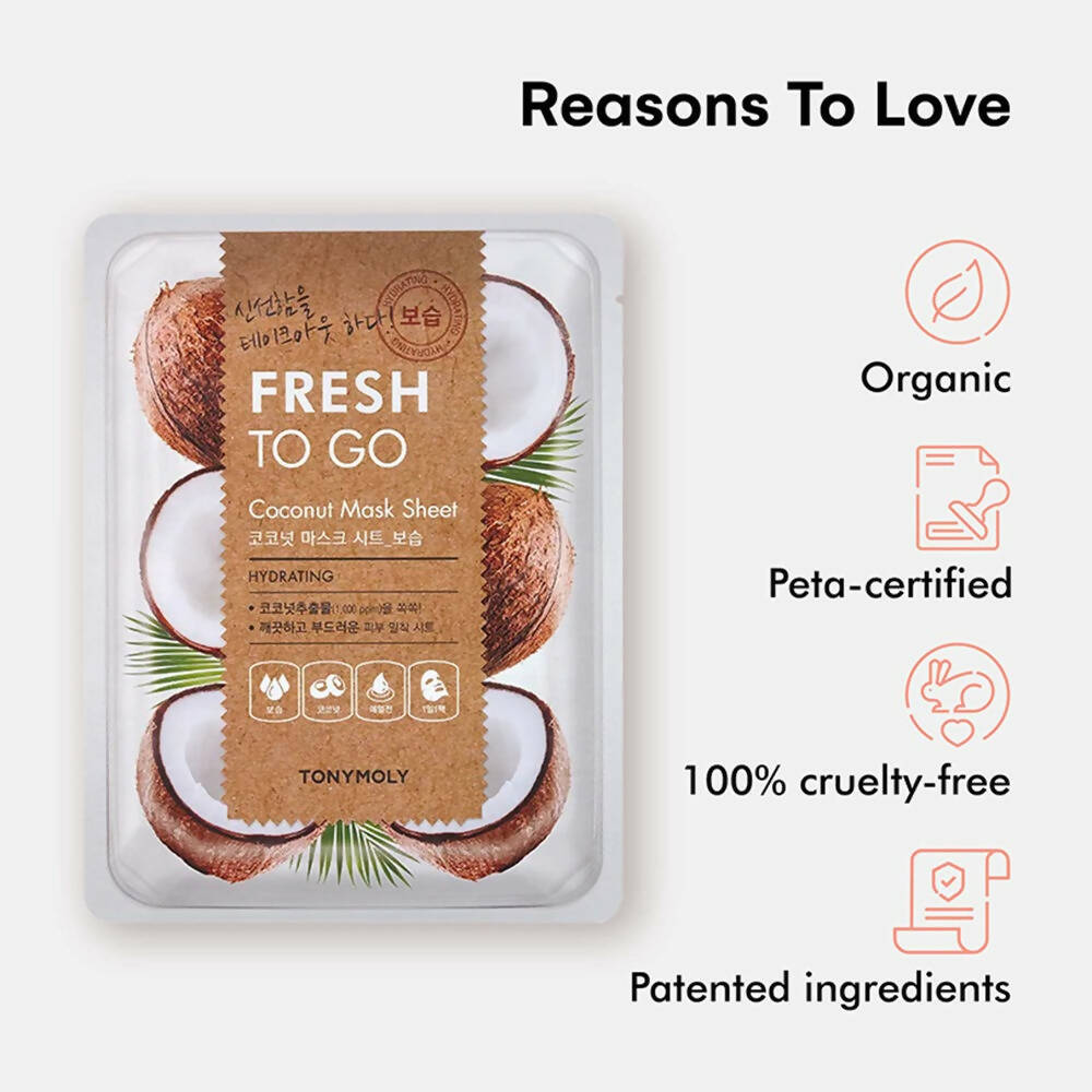 Tonymoly Fresh To Go Coconut Mask Sheet Hydrating - Korean Skincare | Grocsy