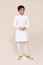 Joban Fashion Pure Linen White Kurta With Straight Fit Pant | Grocsy