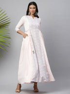 Ahalyaa Women Pink Crepe Khari Print Dress | Grocsy