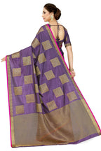 Mimosa Women's Kanchipuram Tussar Silk Purple Saree | Grocsy