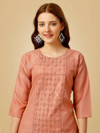 Jyoti Fashion Women's Gajri Cotton Blend Embroidered Kurta Pant Set | Grocsy