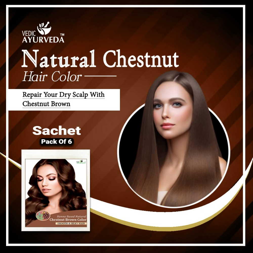 VedicAyurveda Henna Hair Color - Chestnut Brown | Grocsy