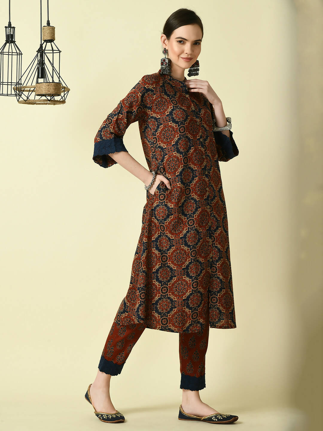 Myshka Women's Multi A-Line Kurta & Trousers | Grocsy