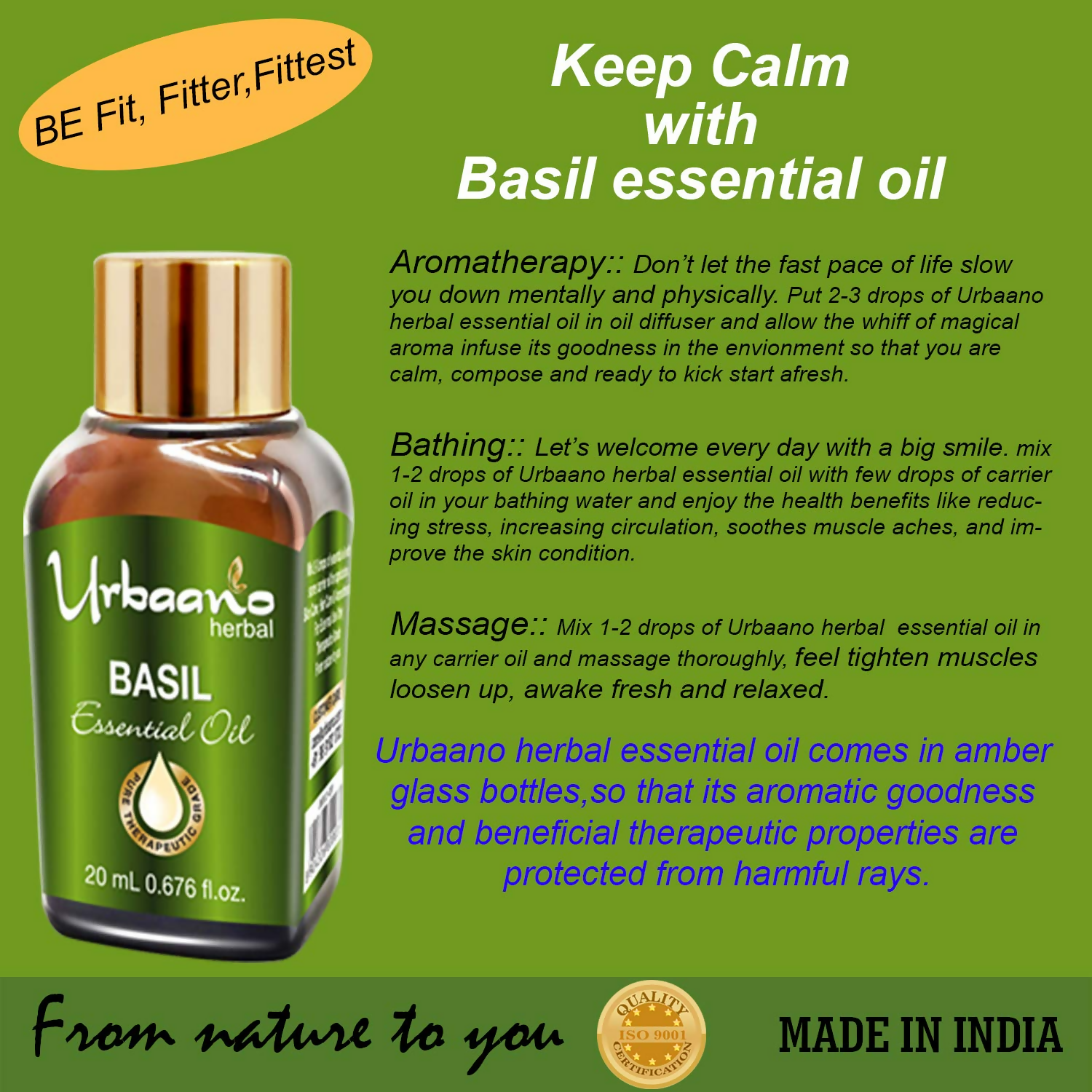Urbaano Herbal Basil Essential Oil | Grocsy