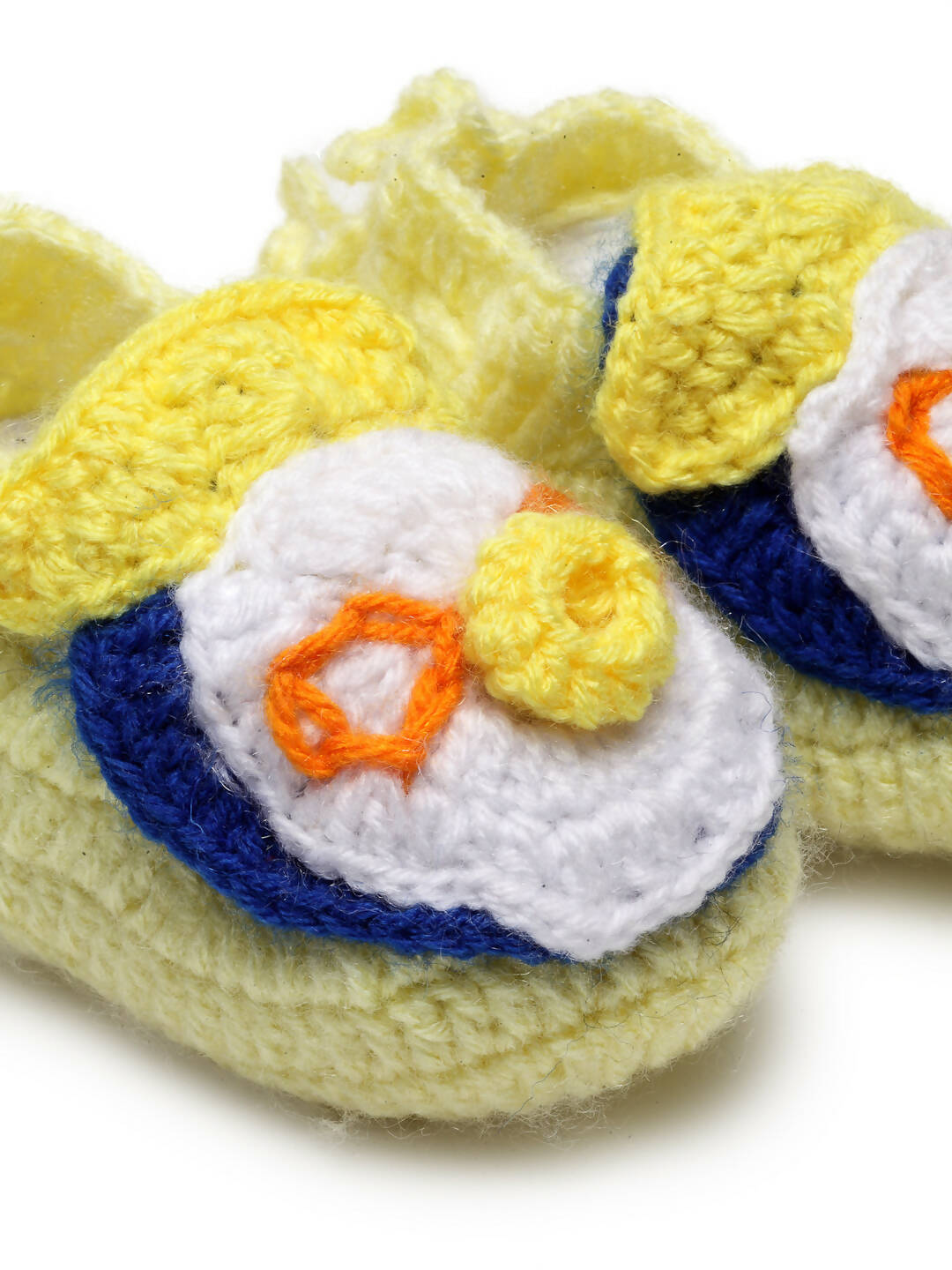 Chutput Kids Woollen Hand Knitted Self Desgin Booties - Yellow | Grocsy