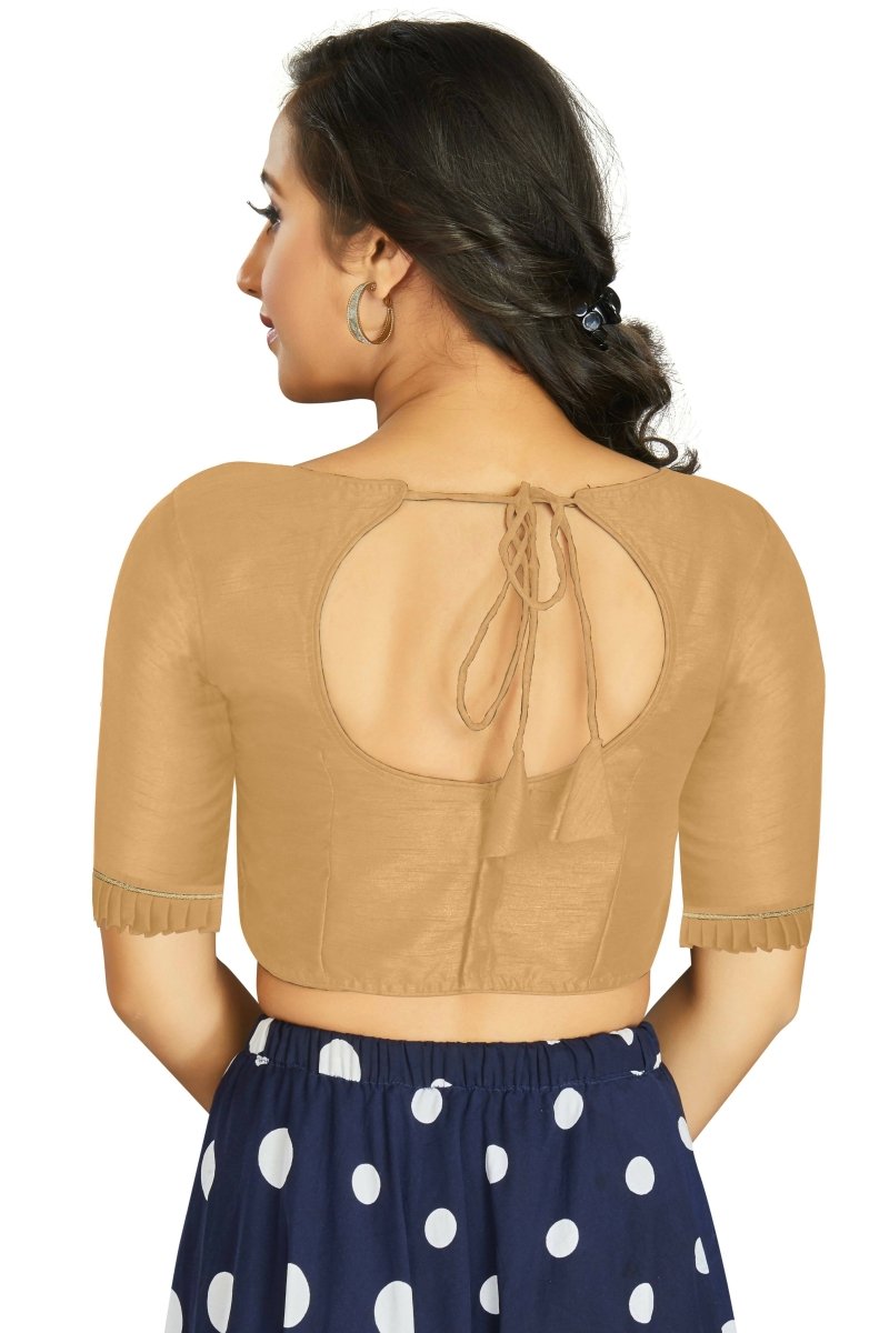 Aastha Fashion Women's Beige Art Silk Designer Party Wear Readymade Blouse | Grocsy