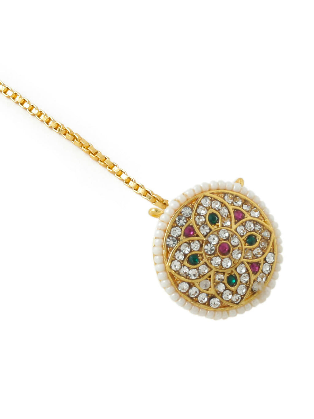 NVR Women's Trending Stylish Gold-Polished Maang Tikka | Grocsy