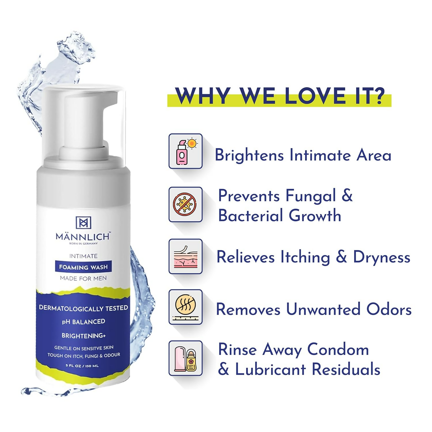 Mannlich Intimate Foaming Wash For Men | Grocsy