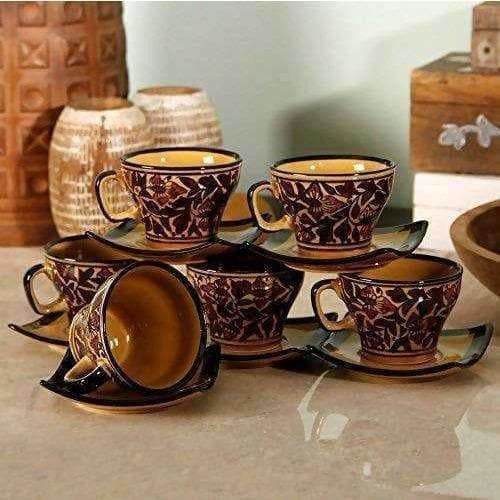 Handpainted Cup Saucer(Set Of 6) | Grocsy