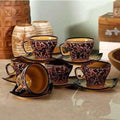 Handpainted Cup Saucer(Set Of 6) | Grocsy