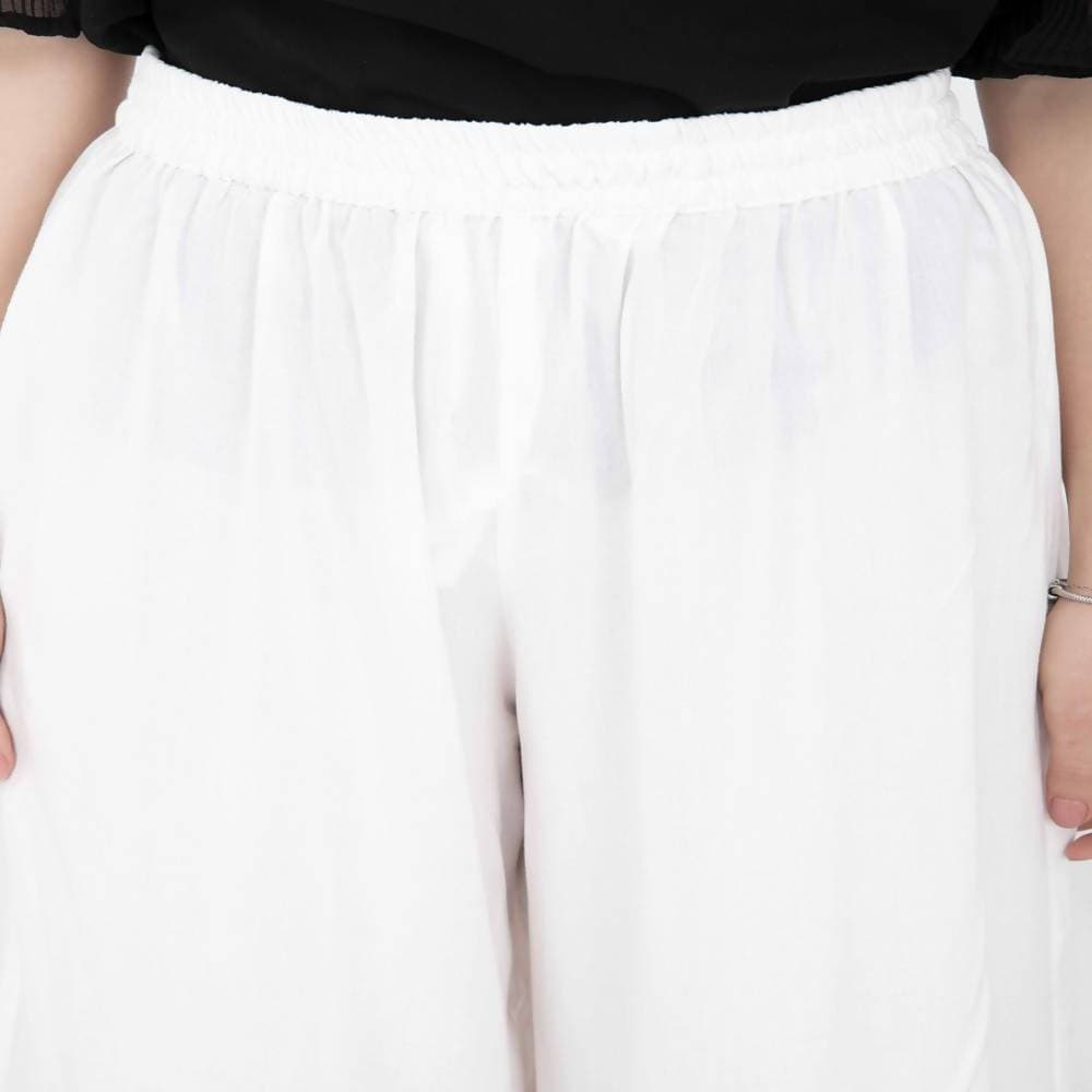 Lagi Women's White Solid Palazzo (PLZ04F) | Grocsy